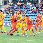 Un instant del partit celebrat ahir al Nacional.