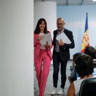 Mònica Bonell i Joan Sans, en la roda de premsa de presentació de la llei el setembre passat.