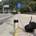 Accident a l'altura del pont romànic de la Margineda