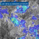 Mapa del radar amb les precipitacions que afecten el conjunt del Principat