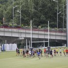 Els jugadors del VPC Andorra en un entrenament de la temporada passada a Prada de Moles.