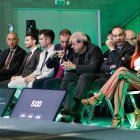 Conxita Marsol amb Jordi Alcobé, Ladislau Baró i Jordi Torres en la inauguració del City Science Summit