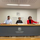 Els consellers del Partit Socialdemòcrata en la roda de premsa d'aquest matí