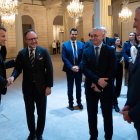 Xavier Espot amb Emmanuel Macron, Patrick Strzoda i Patrice Faure