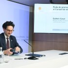 Guillem Casal en la roda de premsa de consell de ministres avui