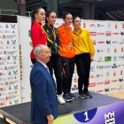 Paula Gonzalez al podi dels campionats de karate celebrats a Pontevedra