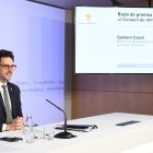 El ministre Guillem Casal a l'inici de la roda de premsa d'aquesta tarda