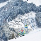 L’andorrà Joan Verdú, en un moment de la segona mànega del gegant de Saalbach, ahir.