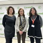 D’esquerra a dreta: Marta Roma, treballadora social de Càritas Andorrana, Francesca Ros, directora de Creand Fundació, i Carine Leclerc, de la Creu Roja Andorrana.