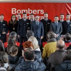 Ester Molné i Xavier Espot durant l'acte de jurament del càrrec de la 36a promoció del cos de bombers