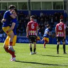 Els jugadors de l’FC Andorra celebren un gol.