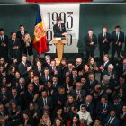 El síndic general, Carles Ensenyat, i la resta d’autoritats en la recepció pel Dia de la Constitució.