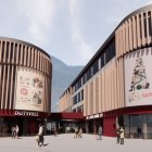 La façana del renovat centre comercial vist des de l'Avinguda Meritxell, una vegada finalitzin les obres