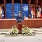 Carles Ensenyat durant el seu discurs