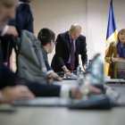 La ministra de presidència, Conxita Marsol, en la reunió del consell econòmic i social.