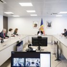 Un moment de la reunió del pacte d’estat per l'acord d’associació amb la Unió Europea, celebrada aquest dimecres a la tarda.