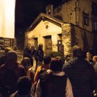Els visitants, a punt d’entrar a Sant Antoni de l’Aldosa.
