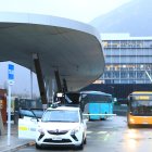 Un taxi a l’estació de busos d’Andorra la Vella.