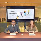 Roda de premsa del procés participatiu, ahir.