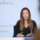 Helena Mas durant la compareixença d'aquesta tarda