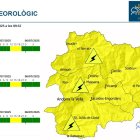 Avís groc per tempestes amb activitat elèctrica i calamarsa