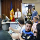 Un moment de la trobada entre el Govern i els sindicats.