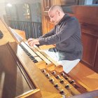 De la Rubia, ahir durant un assaig a l’església de Sant Esteve.