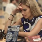 Júlia Muratet durant una partida al torneig.