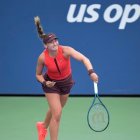 Vicky Jiménez, al duel de la segona eliminatòria prèvia de l’US Open.