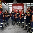 Els set bombers voluntaris que van estar a Astúries ajudant a extingir els incendis forestals.