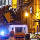 El funicular de Gloria accidentat a Lisboa ahir a la nit.