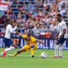 Un moment del partit entre Anglaterra i Andorra