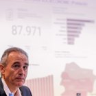 El director de càtedra en mercat immobiliari de la Universitat de Saragossa, Luis Alberto Fabra durant la presentació de l'anàlisi del mercat immobiliari del primer semestre.