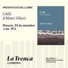 Cartell de la presentació del llibre 'Cadí' d'Albert Villaró.