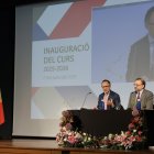 El cap de Govern, Xavier Espot, i el rector de la Universitat d'Andorra, Juli Minoves, durant la inauguració del curs acadèmic 2025-2026.