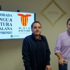Miquel Albero i Joan Barrera en la presentació de la 1a Trobada de Llengua i Cultura Catalana del Pirineu.