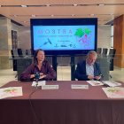 La cònsol major d'Ordino, Maria del Mar Coma, i el representant de Menja't Andorra, Toni Corominas, durant la presentació de la 33a Mostra Gastronòmica.