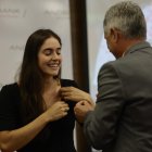 L'exnedadora de la FAN, Nàdia Tudó, durant la cerimònia de retirada.