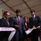 El cònsol major d'Andorra la Vella, Sergi González; el cap de Govern, Xavier Espot; la cònsol menor d'Andorra la Vella, Olalla Losada i el síndic general, Carles Ensenyat, en la inauguració de la 46a edició de la Fira d'Andorra la Vella.