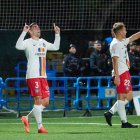Martín Merquelanz, que va debutar de manera oficial, celebrant el primer gol.
