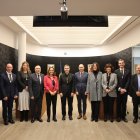 El Copríncep episcopal, Josep-Lluís Serrano Pentinat, amb les autoritats i representants del comú d'Escaldes.