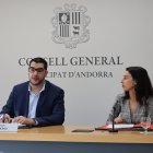 El líder del PS, Pere Baró, durant la compareixença aquest matí al Consell General.