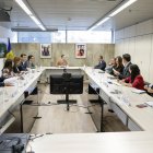 Xavier Espot, Raul Ferré i Guillem Casal en la reunió avui amb els cònsols pels estudis de càrrega