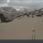 La neu de l'estació d'Arcalís tenyida del fang que porta la massa de pols sahariana