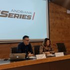 Àlex Bercianos, director del Circuit Andorra - Pas de la Casa, i Maria Suárez, directora de Banca País d’Andbank.