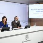 La ministra de Salut, Helena Mas, i el rector de la Universitat d'Andorra, Juli Minoves, durant la presentació del curs.