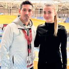Naiara Liñán amb el tècnic Diego Ortigoza.