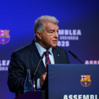 El presidnet del Barça, Joan Laporta, en una compareixença