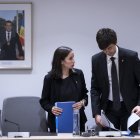 El cònsol major i la cònsol menor d'Andorra la Vella en la sessió de comú d'aquesta tarda.