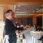 El cap de Govern, Xavier Espot, durant el discurs al 23è Fòrum d'Empresa Familiar Andorrana.